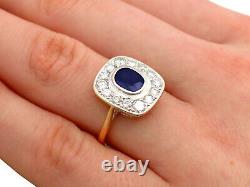 Vintage French 1.02ct Sapphire 1.13ct Diamond 18Carat Yellow Gold Dress Ring