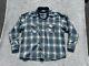 Vintage Pendleton Western Shirt Mens Large Blue Plaid Virgin Wool Pearl Snap