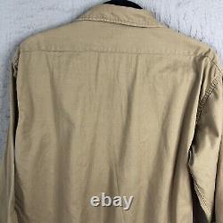 Vintage Scotts Level Best Shirt Mens Medium Khaki Twill 1930s Workshirt Casual