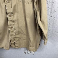 Vintage Scotts Level Best Shirt Mens Medium Khaki Twill 1930s Workshirt Casual