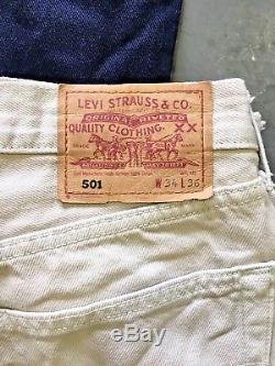 Vintage Wholesale Lot 1000kg Levi 501 Colour Denim Jeans Grade A/B Mix