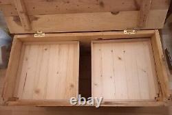 Vintage pine ottoman storage box/tool box -custom removable shelves