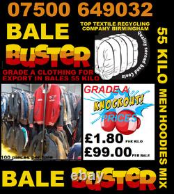 Visit No1s UK used clothes factory, Export bales 55 kilo grade A bales